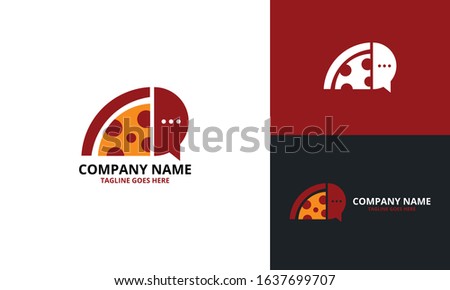 Pizza Talk Logo Design Template. Illustration vector graphic. Creative Concept for food Discuss logo. food forum logo. Restaurants. Cooking business. cafe communication and menu.