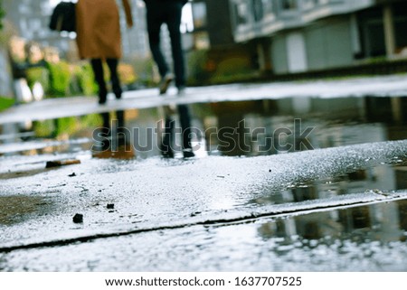 Couple journey over water reflection