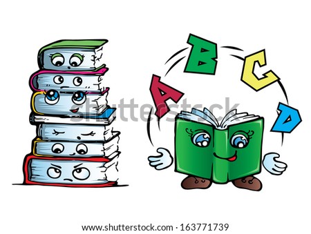 color vector character funny book with arms, feet, mouth and eyes set 