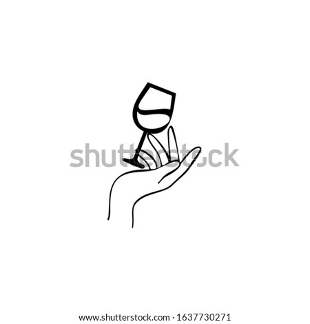 Hand Holding Glass Of Red Wine. Design template for a wine menu with wineglass.