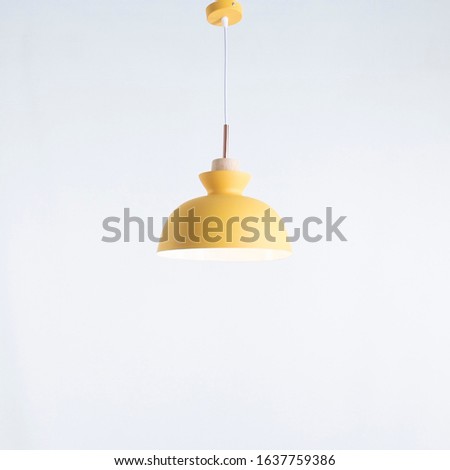 Yellow Single modern light pendant white background