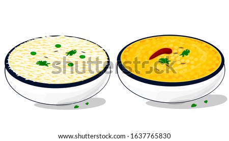 Dal Rice or Dal Chawal indian Food Vector Royalty-Free Stock Photo #1637765830