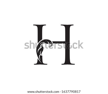 Classic H Letter Swirl Logo. Black H With Classy Leaves Shape design perfect for Boutique, Jewelry, Beauty Salon, Cosmetics, Spa, Hotel and Restaurant Logo. 