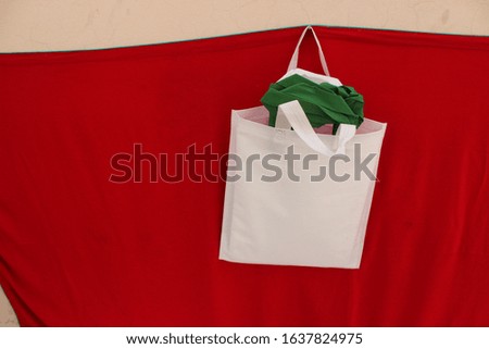  white color tote Shopping Bags with red background