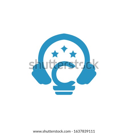 icon logo headphone with letter c vector design