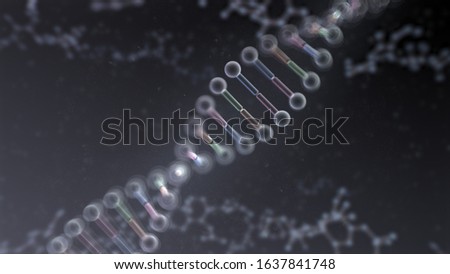 DNA Strand Helix Genome Medical Science 3D illustration background.