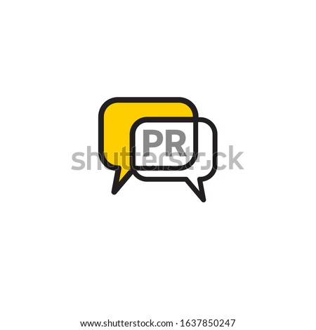 PR agency icon with comments bubbles, public relations icon, yellow vector sign Royalty-Free Stock Photo #1637850247