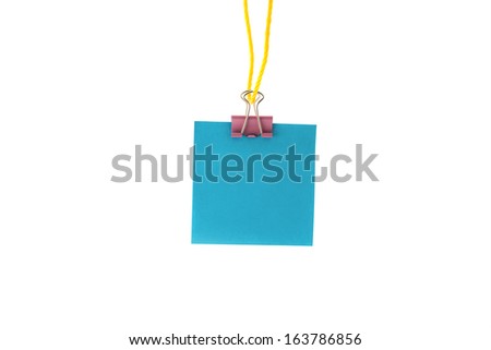 Paper hanging on a rope on an isolated background