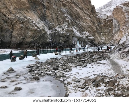Leh in Winter at Chaddar (on Zanskar River) Trek. Winter in leh at -35 degree temperature. This pic from own trip on 2020.Amazing place in India to Visit. One of the remotest area in world & India.