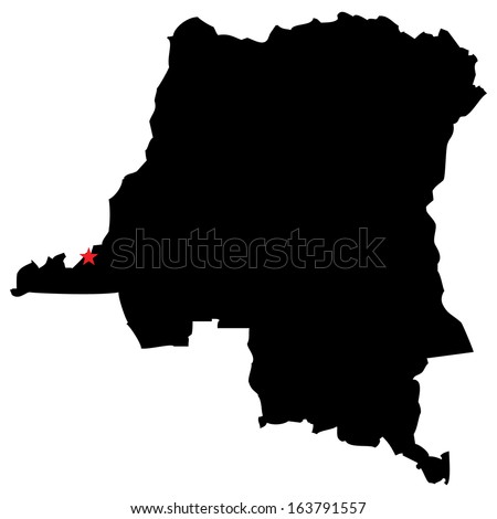 High detailed vector map with the capital city - Democratic Republic of the Congo 