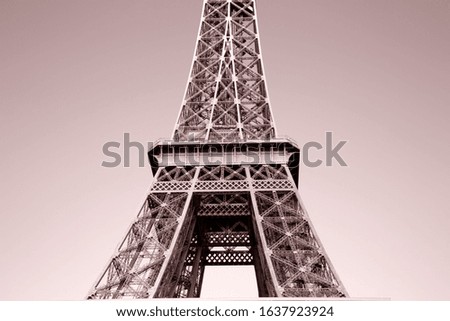Central Mid Section; Eiffel Tower; Paris; France in Black and White Sepia Tone