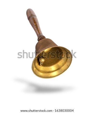 Golden Christmas handbell isolated on white background with clipping path Royalty-Free Stock Photo #1638030004