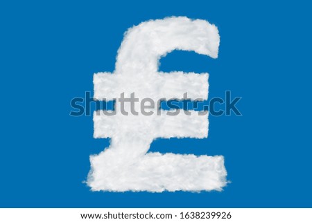 Italian Lira currency sign element made of clouds on blue background over sky