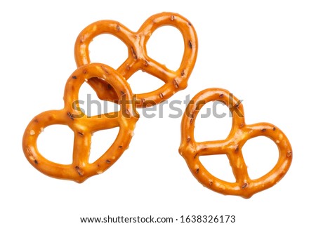 Salty pretzels, isolated on white background Royalty-Free Stock Photo #1638326173
