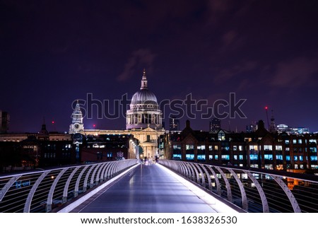 Beautiful view of the St Paul's Cathedral at night in London, UK. Magical London at night.