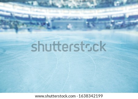 ICE HOCKEY STADIUM BACKGROUND, WINTER SPORT ARENA, BLUE ICY FIELD