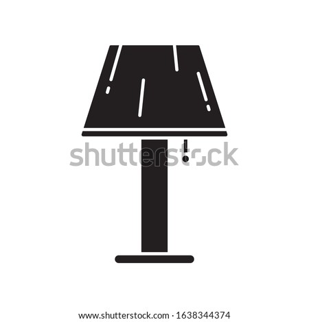 Cutout silhouette table lamp with shade icon. Outline template for logo of home interior. Black and white simple illustration. Flat hand drawn isolated vector image on white background