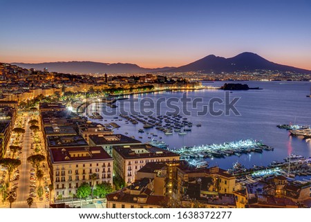 Naples and Mount Vesuvius in Italy before sunrise Royalty-Free Stock Photo #1638372277