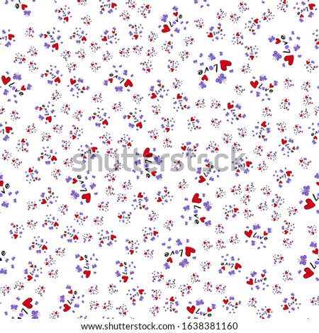 Heart and butterflies on a white background. Vector seamless pattern eps 10