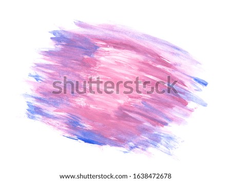 Abstract watercolor pink and blue draw using a brush on white paper, watercolor background.