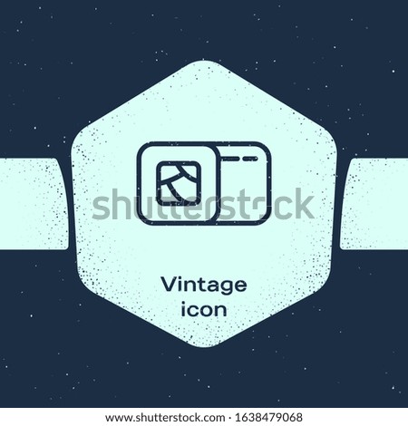 Grunge line Sushi icon isolated on blue background. Traditional Japanese food. Monochrome vintage drawing. Vector Illustration