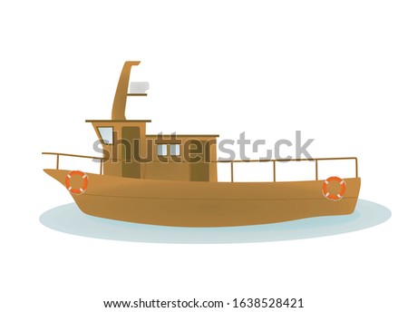 Brown fishing boat. vector illustration