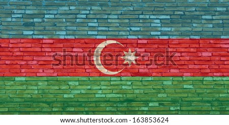 Azerbaijan flag on texture brick wall. 