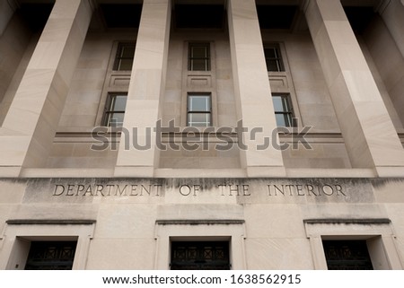 US Department of the Interior, Washington DC, exterior Royalty-Free Stock Photo #1638562915