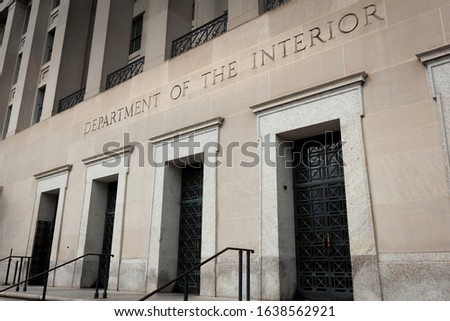 US Department of the Interior, Washington DC, exterior Royalty-Free Stock Photo #1638562921