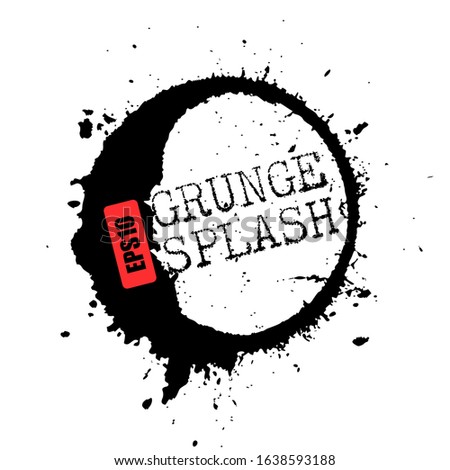 Grunge splash, abstract vector design element isolated on white background
