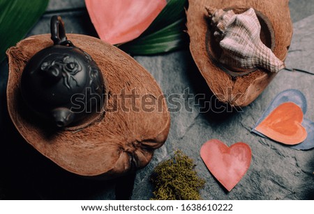 Hearts and tea love background natural beauty