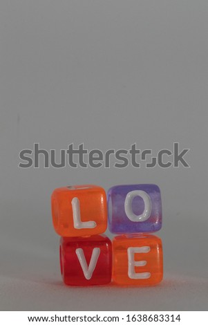 Love letter on cube with white  background. Valentine Day concept