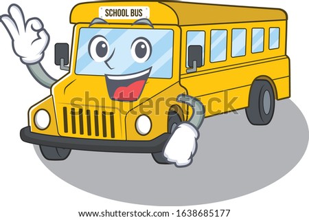 A funny picture of school bus making an Okay gesture