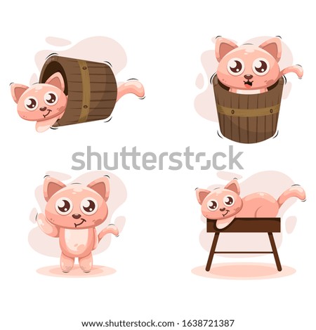 cute cat with bucket mascot cartoon vector