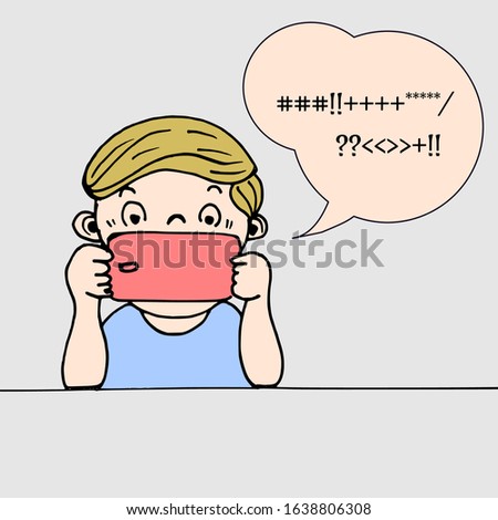 Vector illustration of a boy playing games on a phone