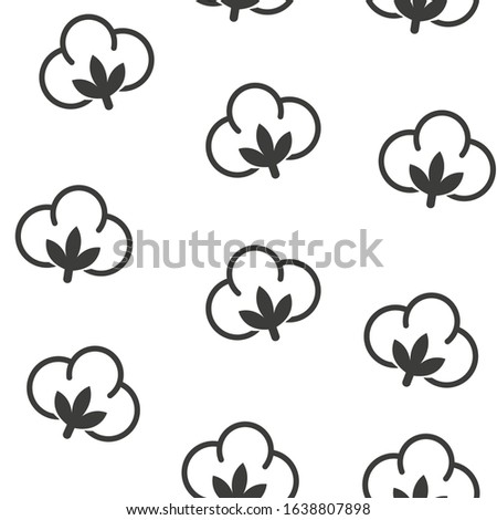 Cotton Flower Icon Seamless Pattern, Cotton Ball, Cotton Fiber Seamless Pattern Vector Art Illustration