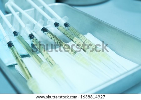 Platelet Rich Plasma Preparation in Needle Injection Royalty-Free Stock Photo #1638814927