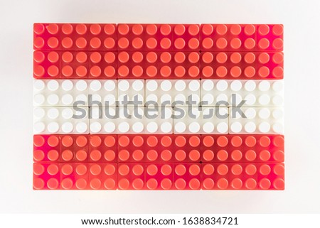 Stylized national flag of Austria on the white background for easy extraction maked by means of children building sets