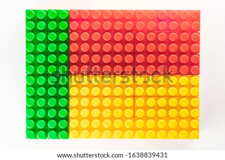 Stylized national flag of Benin on the white background for easy extraction maked by means of children building sets