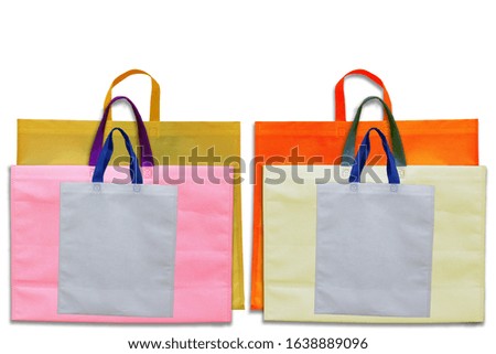 Amazing Colorful Tote Shopping Bags on White Background. Copay Space for Text, Logo and Advertisement. 