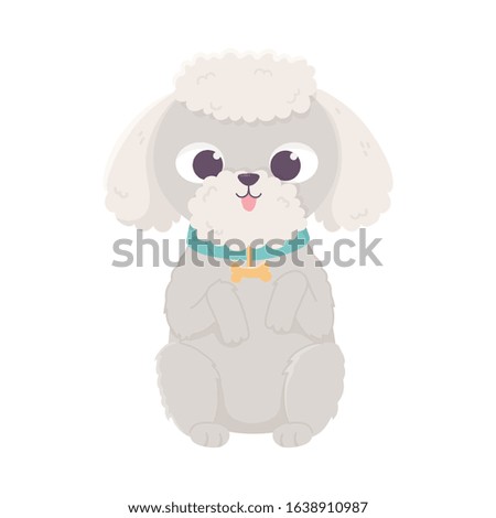 cute dog sitting domestic cartoon animal, pets vector illustration