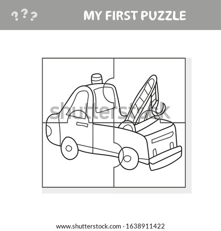 Funny cartoon truck. Educational game for kids - My first puzzle game and coloring book