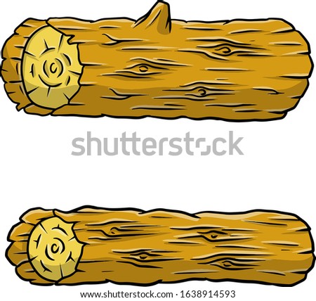 Set of logs. Fallen tree. Element of nature and forests. Wooden stumps 