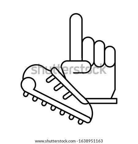 american football sport number one glove with shoes vector illustration design