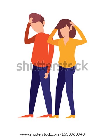 friends couple avatars characters icon vector illustration design