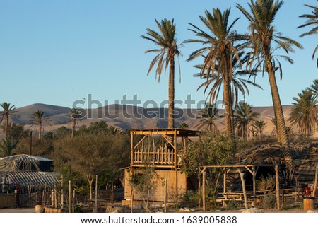 Breathtaking landscapes and views in a desert near the Dead Sea, ruins on the mount Masada and some bedouin camp photos
