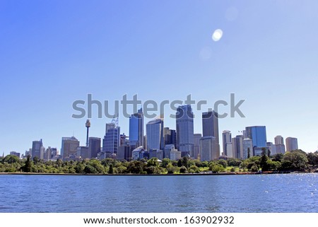 The skyscrapers of Sydney Australia business district background.