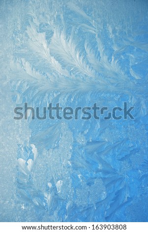 Frosty pattern at a winter window glass 
