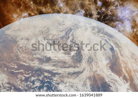 Earth and galaxy. Awesome science fiction wallpaper. Elements of this image furnished by NASA.