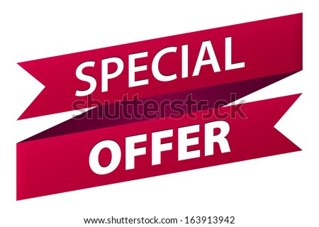 Special offer red ribbon banner icon isolated on white background. Vector illustration